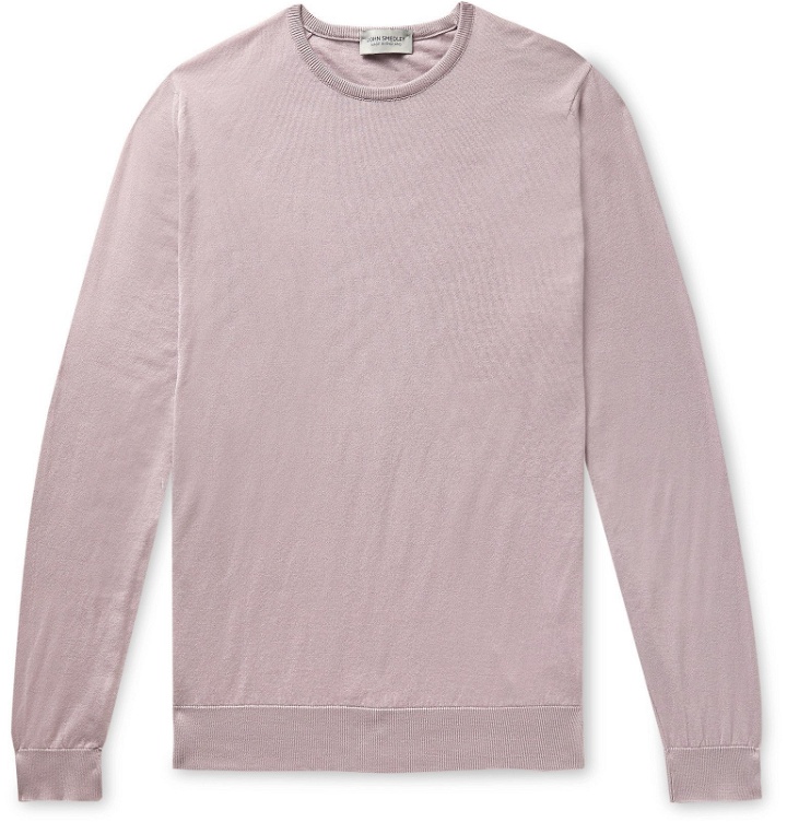 Photo: John Smedley - Hatfield Slim-Fit Sea Island Cotton Sweater - Pink