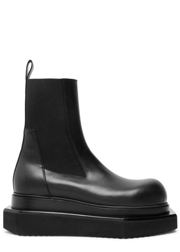 Photo: Rick Owens Beatle Turbo Cyclops Leather Chelsea Boots Black