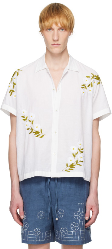 Photo: HARAGO White Embroidered Daisy Shirt