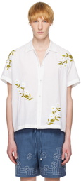 HARAGO White Embroidered Daisy Shirt