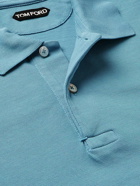 TOM FORD - Garment-Dyed Cotton-Piqué Polo Shirt - Blue