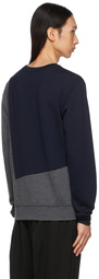 Comme des Garçons Homme Deux Grey & Navy Wool Panelled Sweater