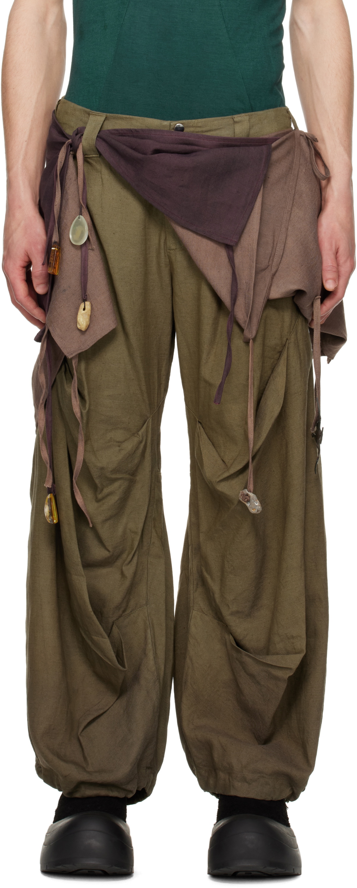 YAKU Khaki & Brown Journey Trousers