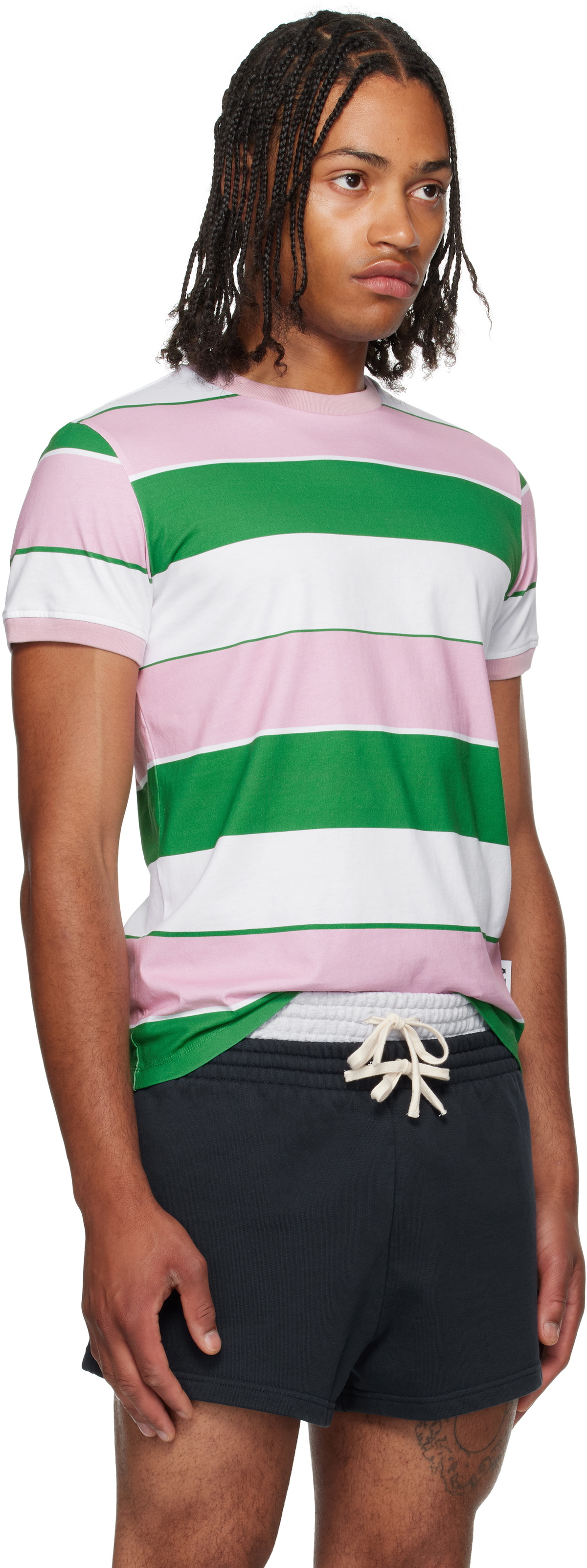ABRA SSENSE Exclusive Green & Pink Striped T-Shirt