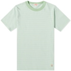 Armor-Lux Men's Fine Stripe T-Shirt in Hope Green/White