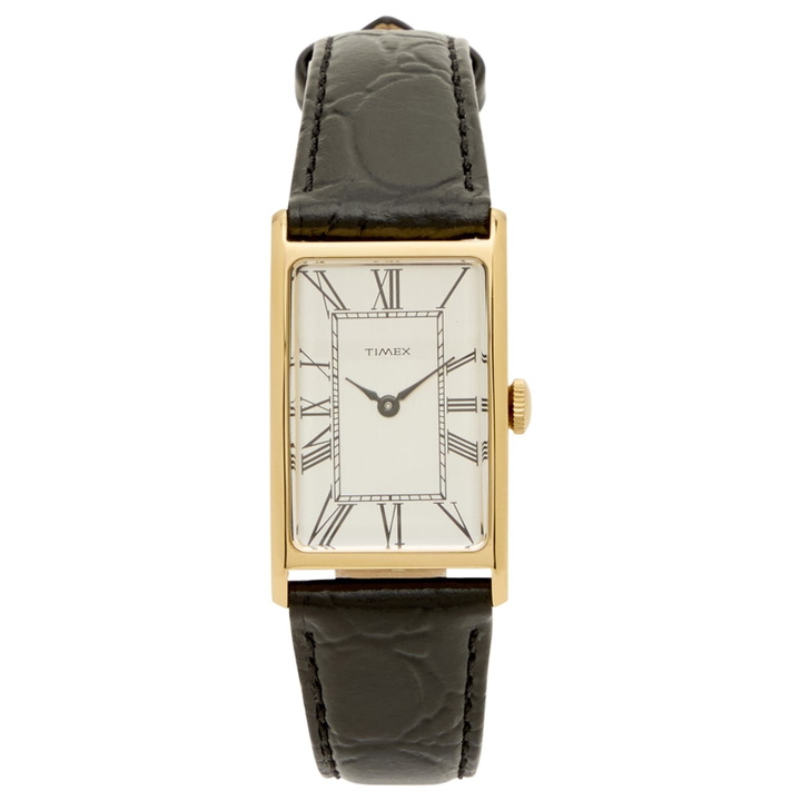 Photo: Timex 1976 Dress Rectangle Reissue Watch in Gold/Black 