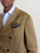 Boglioli - Double-Breasted Linen, Virgin Wool and Mohair-Blend Suit Jacket - Green