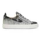 Giuseppe Zanotti Grey and White Croc May London Sneakers