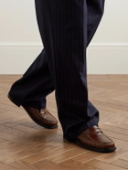 VINNY's - Yardee Lizard-Effect Leather Penny Loafers - Brown