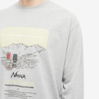 Nanga Men's Long Sleeve Eco Hybrid Camping Print T-Shirt in Grey