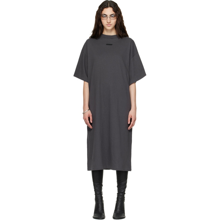 Photo: Fear of God ESSENTIALS Gray Long T-shirt Midi Dress