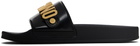 Moschino Black Lettering Logo Pool Slides