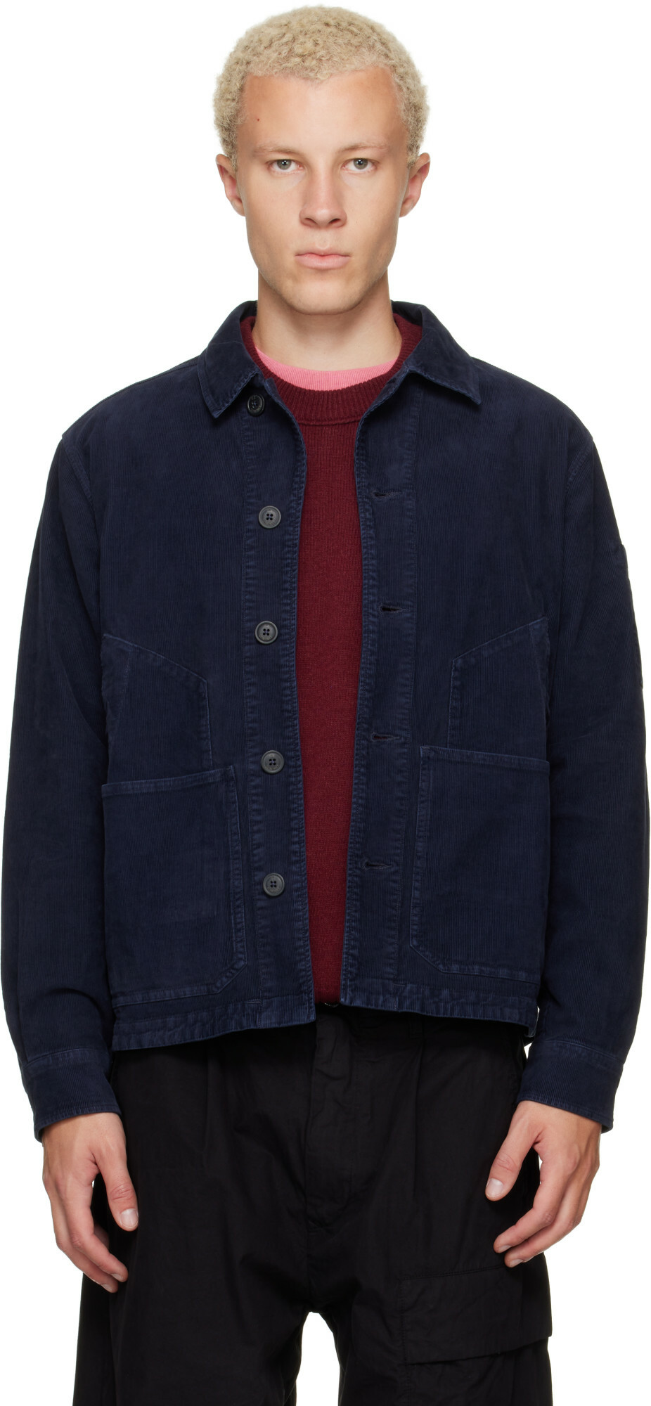 C.P. Company Navy Corduroy Button Lens Jacket