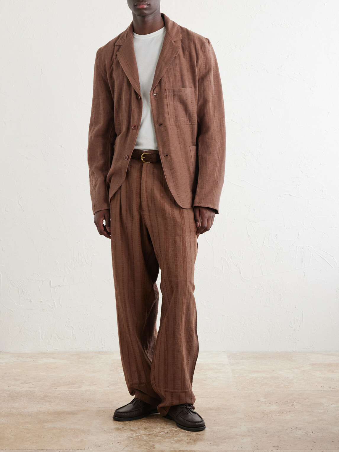 Kardo - Somesh Cotton-Jacquard Suit Jacket - Brown