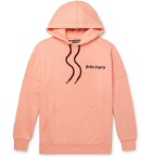 Palm Angels - Oversized Logo-Flocked Fleece-Back Cotton-Jersey Hoodie - Pink