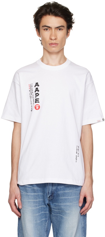 Photo: AAPE by A Bathing Ape White Printed T-Shirt