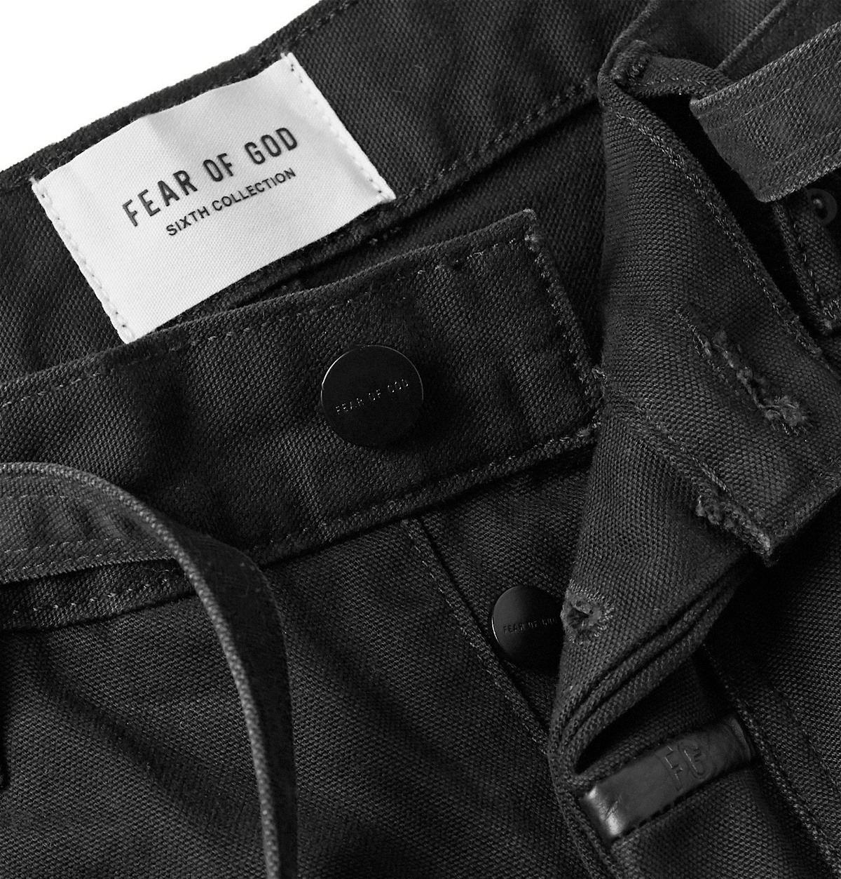Fear of God - Slim-Fit Belted Cotton-Canvas Jeans - Black Fear Of God