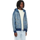 Off-White Blue Distressed Arrow Skate Zip Hoodie