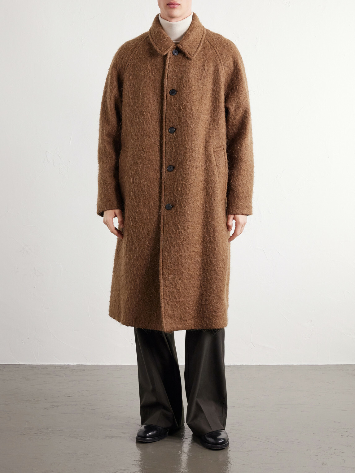 Kaptain Sunshine - Brushed Wool-Blend Woven Coat - Brown