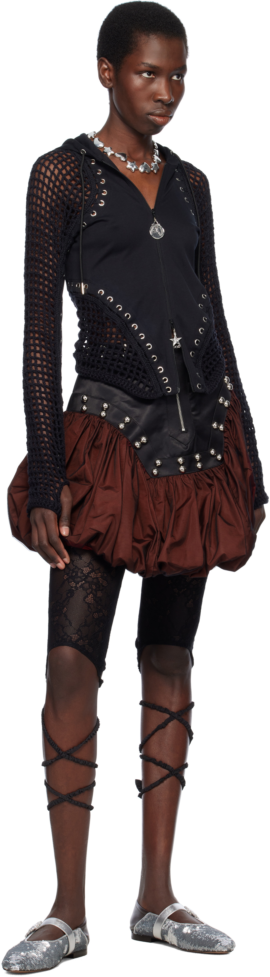 Chopova Lowena Black & Red Backtuck Miniskirt