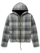 Greg Lauren - Canvas-Trimmed Checked Wool-Blend Tweed Hooded Jacket - Gray