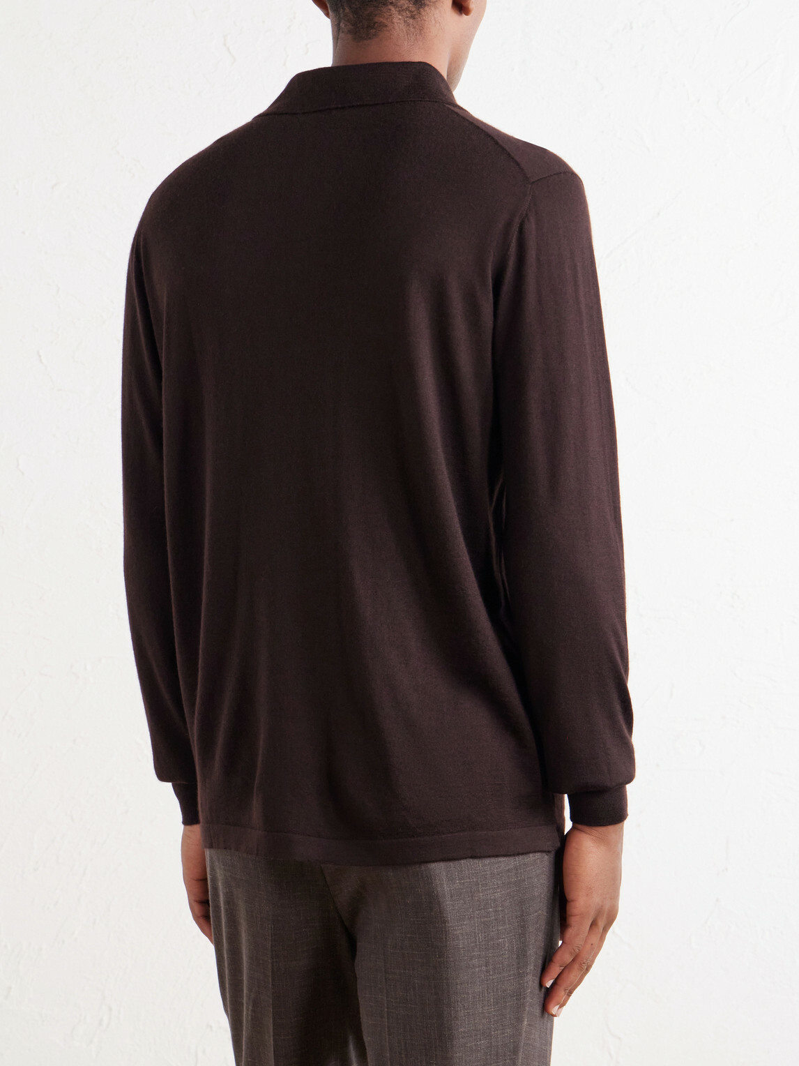 Thom Sweeney - Cashmere and Silk-Blend Jersey Polo Sweater - Brown
