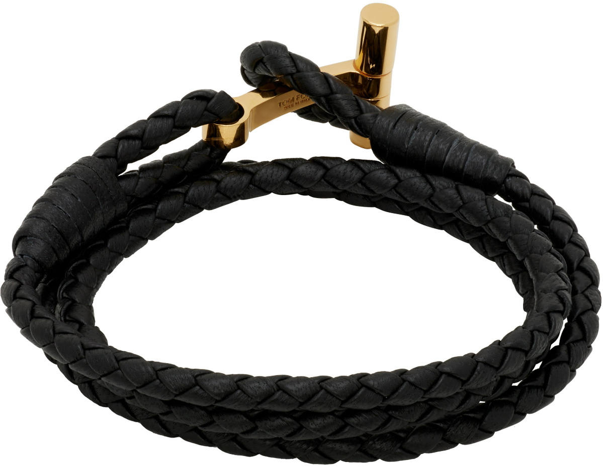 TOM FORD Braided Leather T Bracelet