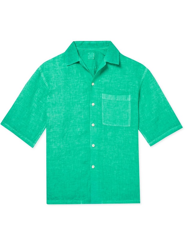Photo: 120% - Camp-Collar Linen Shirt - Green