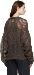 AIREI Brown Open Knit Sweater