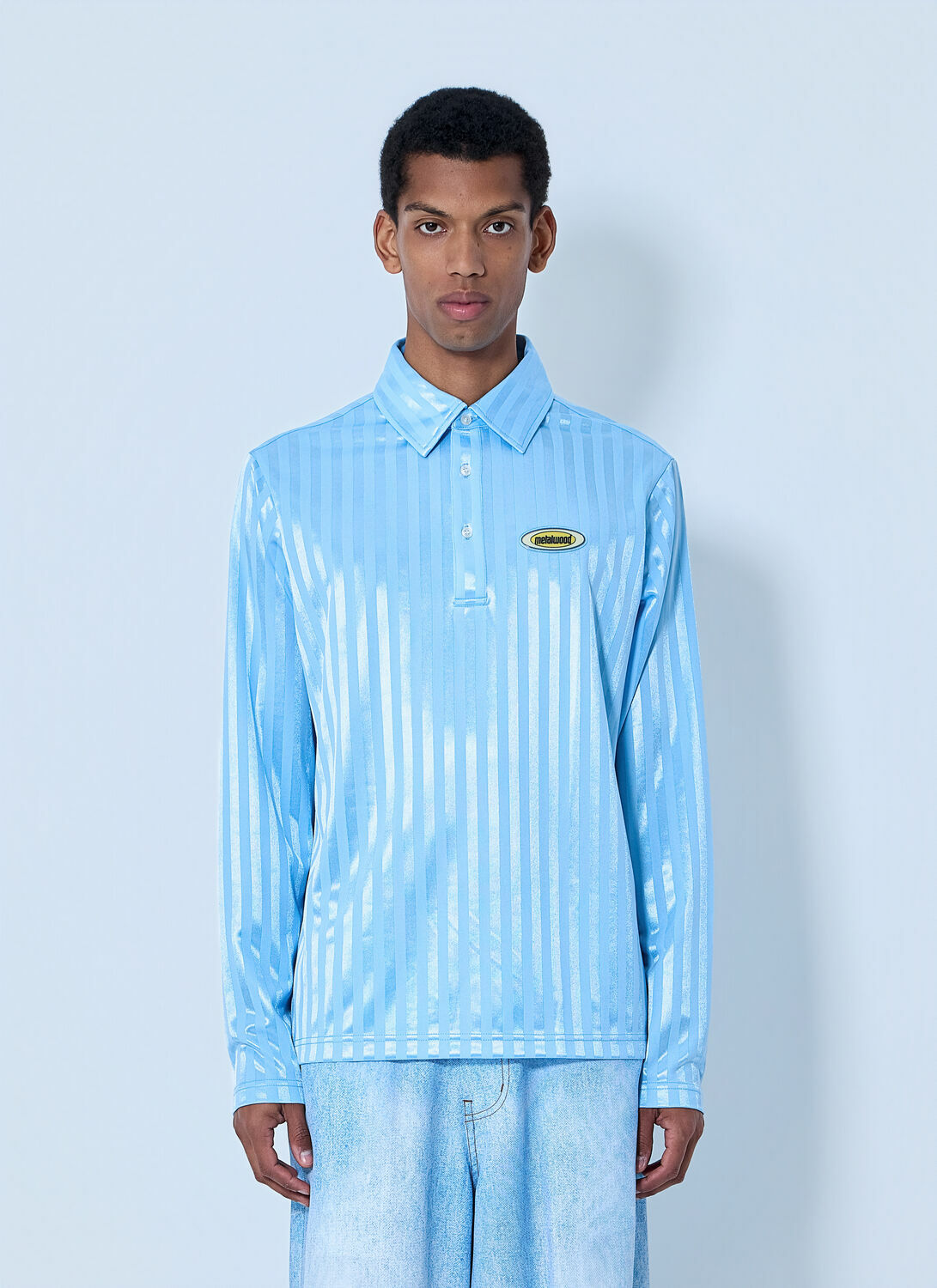 Metalwood Striped Long Sleeve Polo Shirt