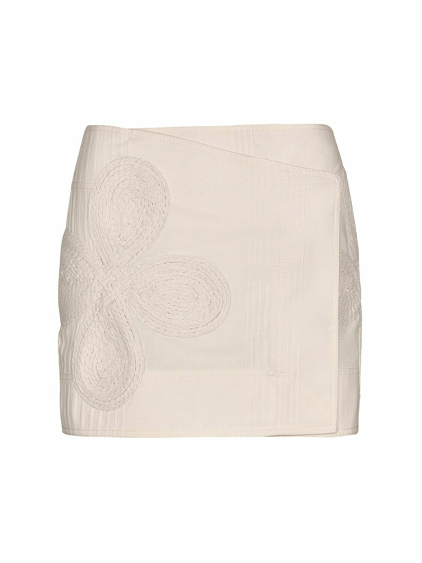 Photo: JOHANNA ORTIZ - Embroidered Cotton Mini Wrap Skirt