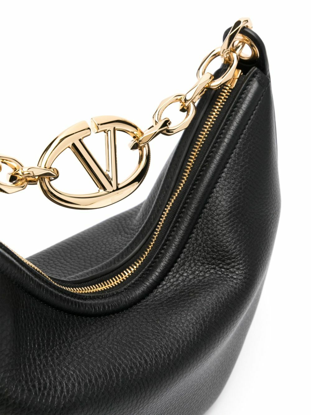 Valentino Garavani Black VLogo Moon Small Leather Shoulder