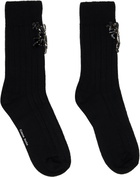 Simone Rocha Black Embellished Rose Ankle Socks