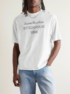 Acne Studios - Oversized Distressed Logo-Print Cotton and Hemp-Blend Jersey T-shirt - White