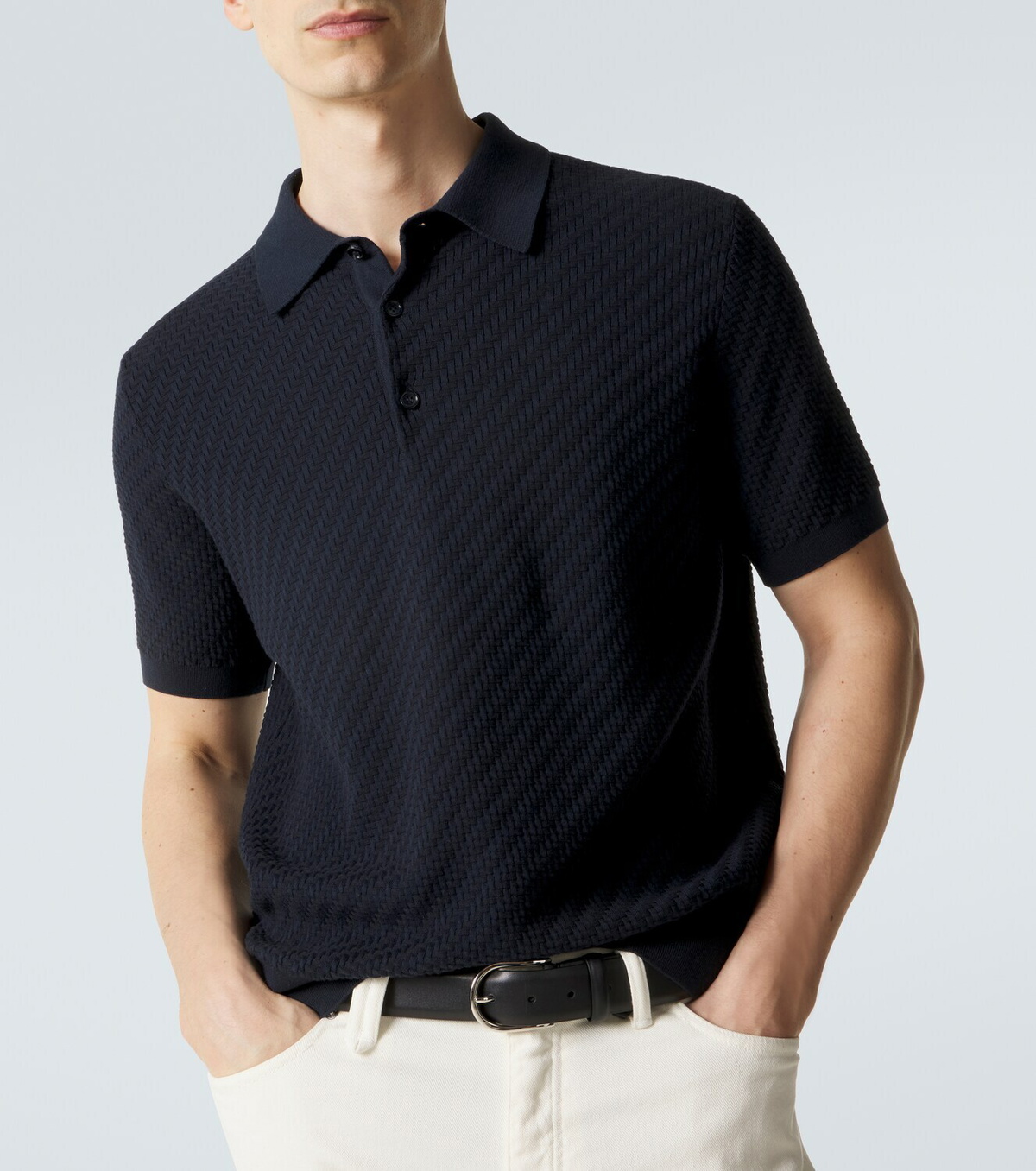 Brioni Cotton, silk, and cashmere polo shirt