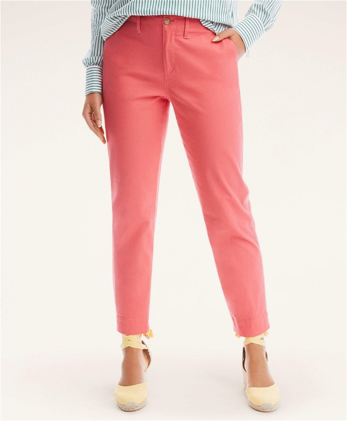 Photo: Brooks Brothers Women's Garment Washed Stretch Cotton Chinos | Coral