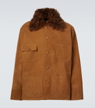 Plan C Shearling-trimmed suede field jacket