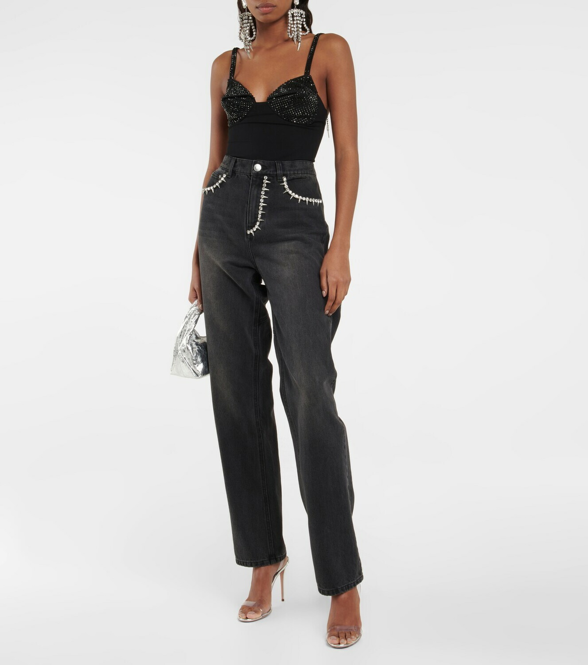 Area - Embellished jersey bodysuit