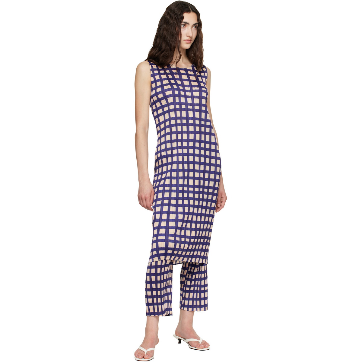 PLEATS PLEASE ISSEY MIYAKE Navy Basket Midi Dress