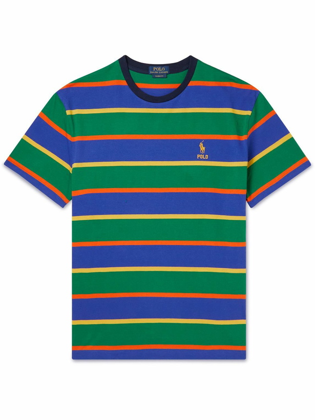 Photo: Polo Ralph Lauren - Logo-Embroidered Striped Cotton-Jersey T-Shirt - Multi