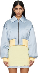 GCDS Blue Cropped Bomber Jacket