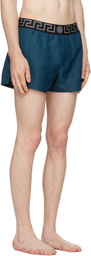 Versace Blue Greca Swim Shorts