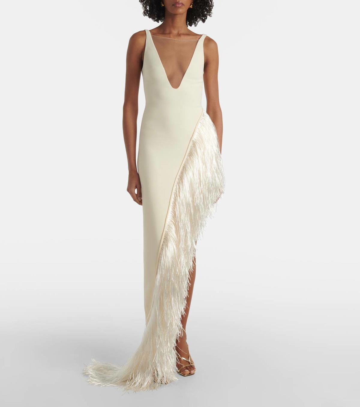 david koma asymmetric dress Fringed gown David Koma Custom Made 52% AC 45% VI Three ways to bustle Size:US 26W
