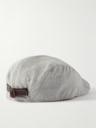 Brunello Cucinelli - Leather-Trimmed Virgin Wool Flat Cap - Gray
