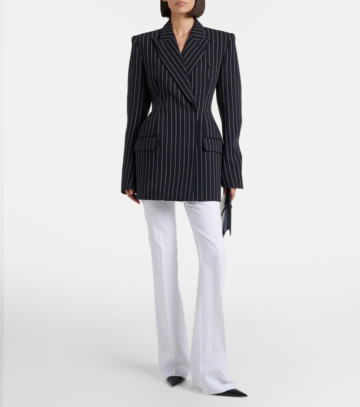 Mugler Pinstriped virgin wool blazer