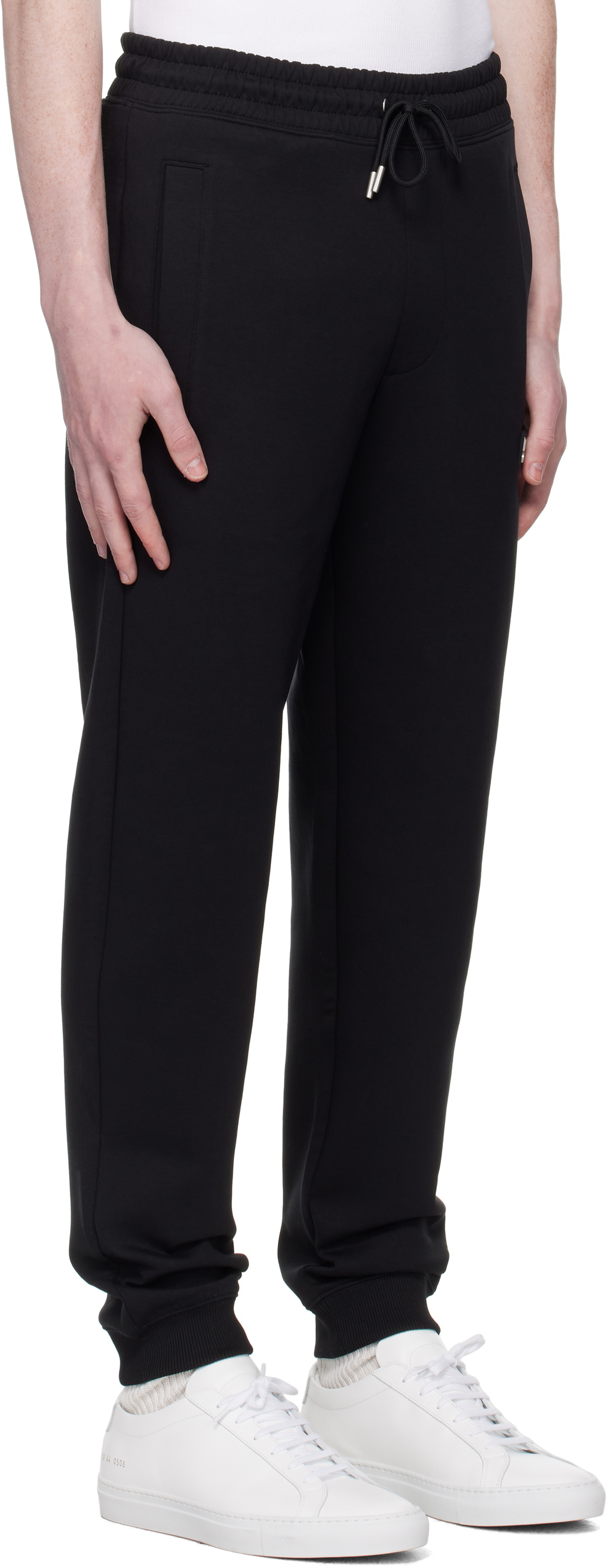 Hugo Black Stacked Logo Cotton Tracksuit Sweatpants