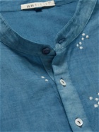 11.11/eleven eleven - Oversized Grandad-Collar Embroidered Cotton-Chambray Shirt - Blue