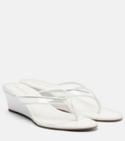 Veronica Beard Clea leather-trimmed wedge thong sandals