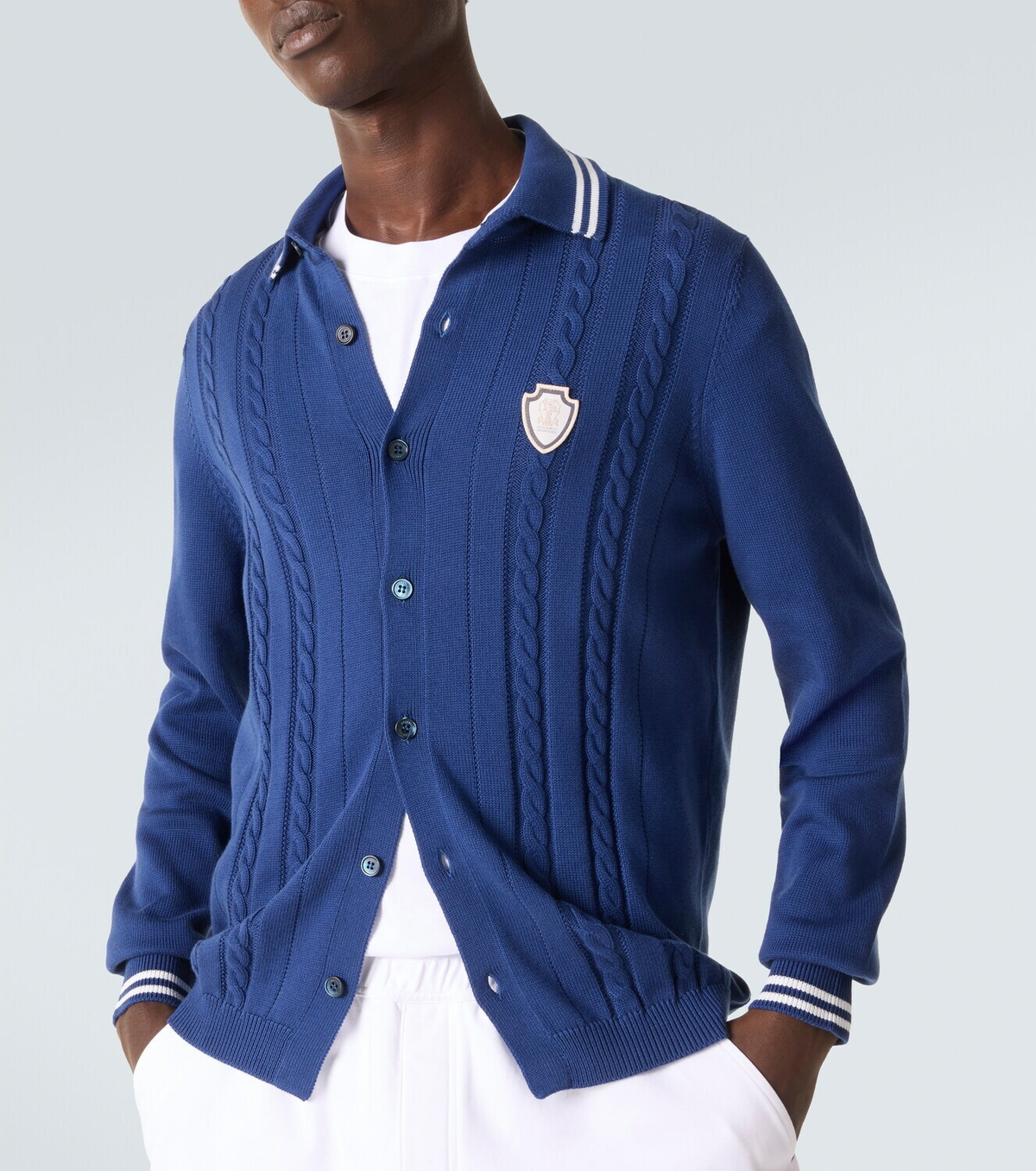 Brunello Cucinelli Cable-knit embroidered cotton cardigan Brunello