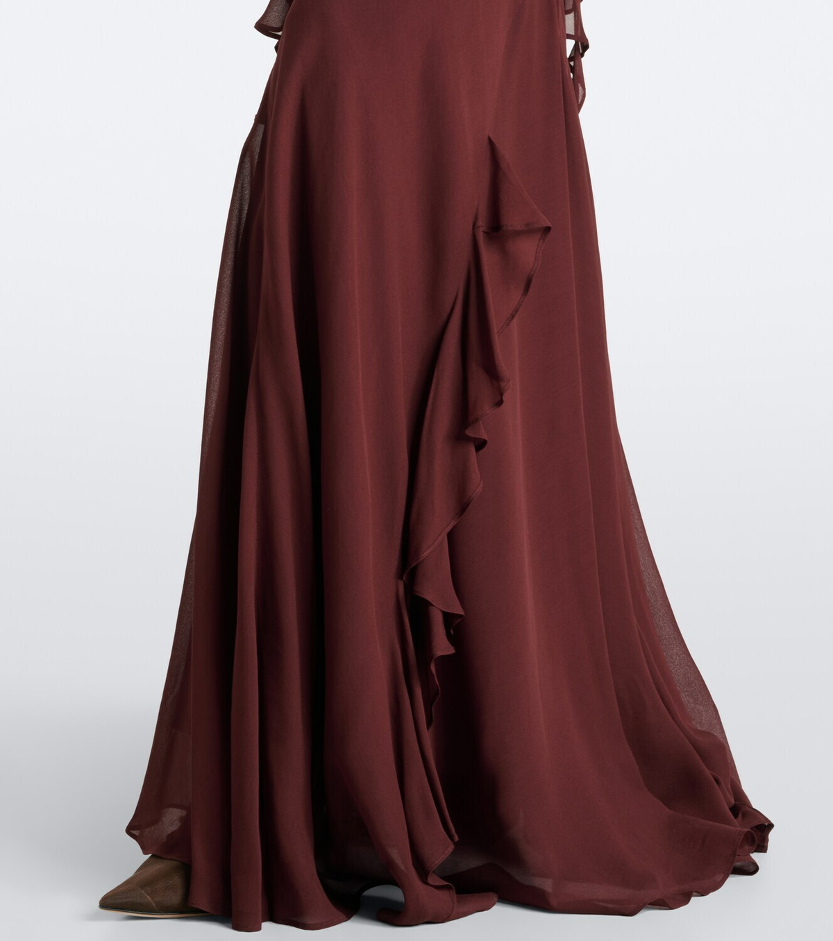 De La Vali Mayara ruffled scarf-detail georgette gown
